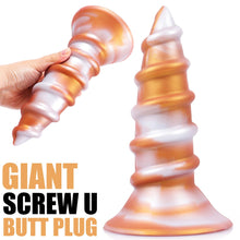 Load image into Gallery viewer, AIMITEX Gold Silicone Screw Super Thick Penis Butt Plug Anal Sex Toy