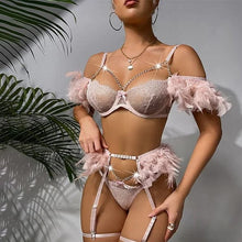 Load image into Gallery viewer, Hot Night Angel Feather Lace Ultra-thin Sexy Lingerie Suit